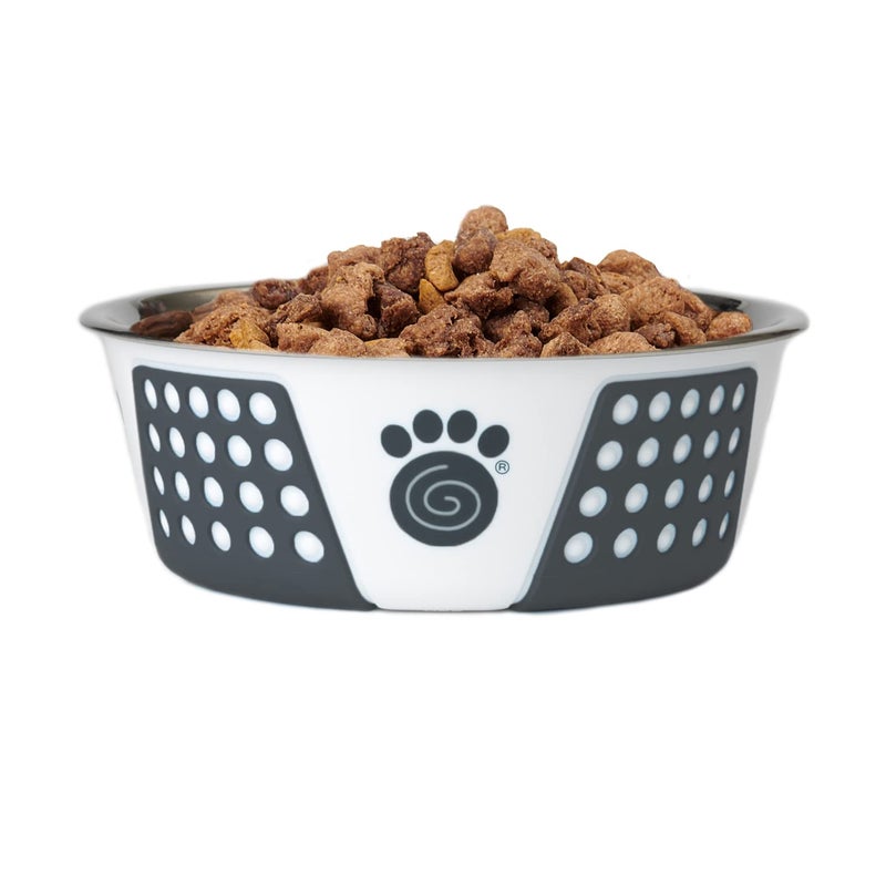 PetRageous 15001 Fiji Stainless Steel Non-Slip Dishwasher-Safe Dog Bowl 3.75-Cup Capacity 6.75-inch Diameter 2.5-inch Tall for Medium and Large Dogs, White and Slate Blue - Image 4